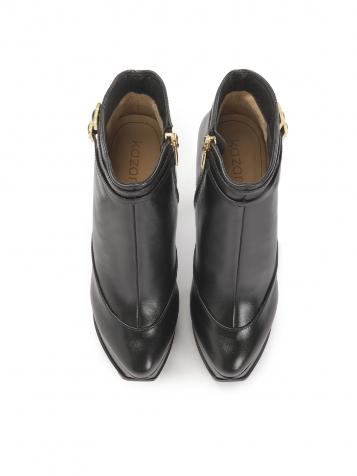 Skórzane botki na wysokim obcasie i platformie