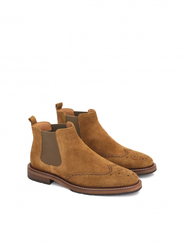 Męskie sztyblety z zamszu z rozetowym zdobieniem