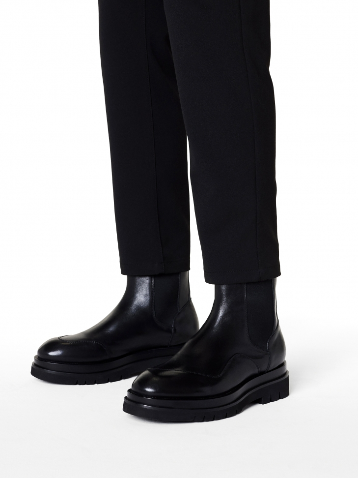 Męskie botki ze skóry z gumowymi wstawkami