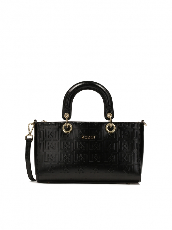 Podłużna sztywna torebka z tłoczonym wzorem