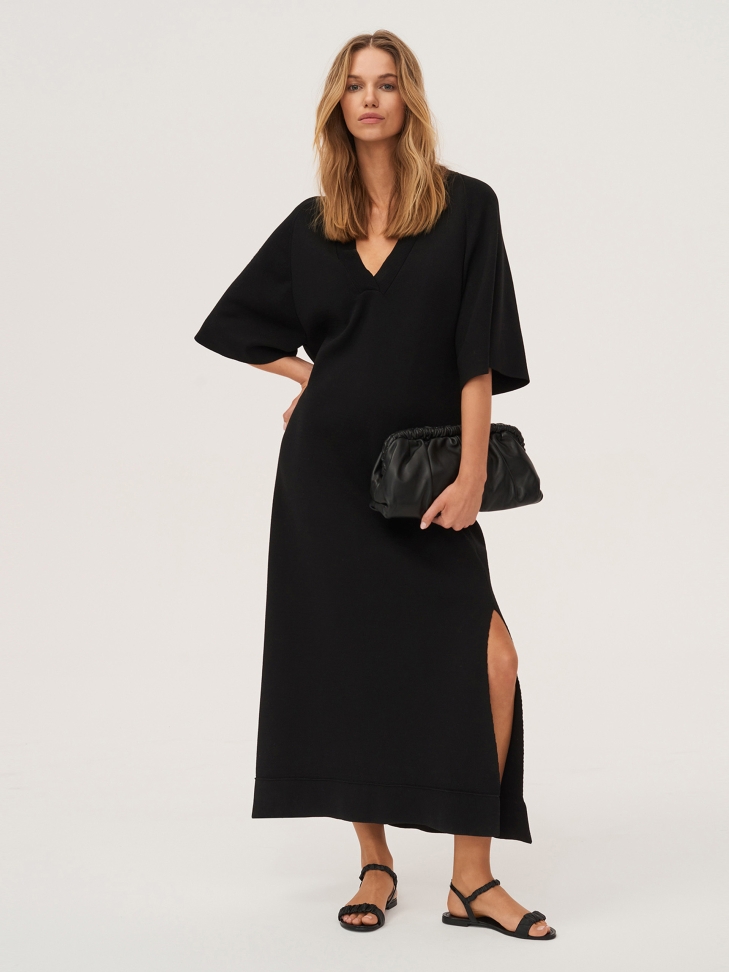 Czarne sandały damskie z marszczonym paskiem