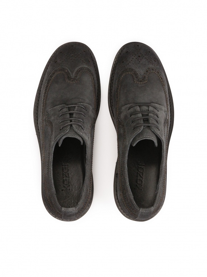 Zamszowe półbuty męskie z ażurowym zdobieniem