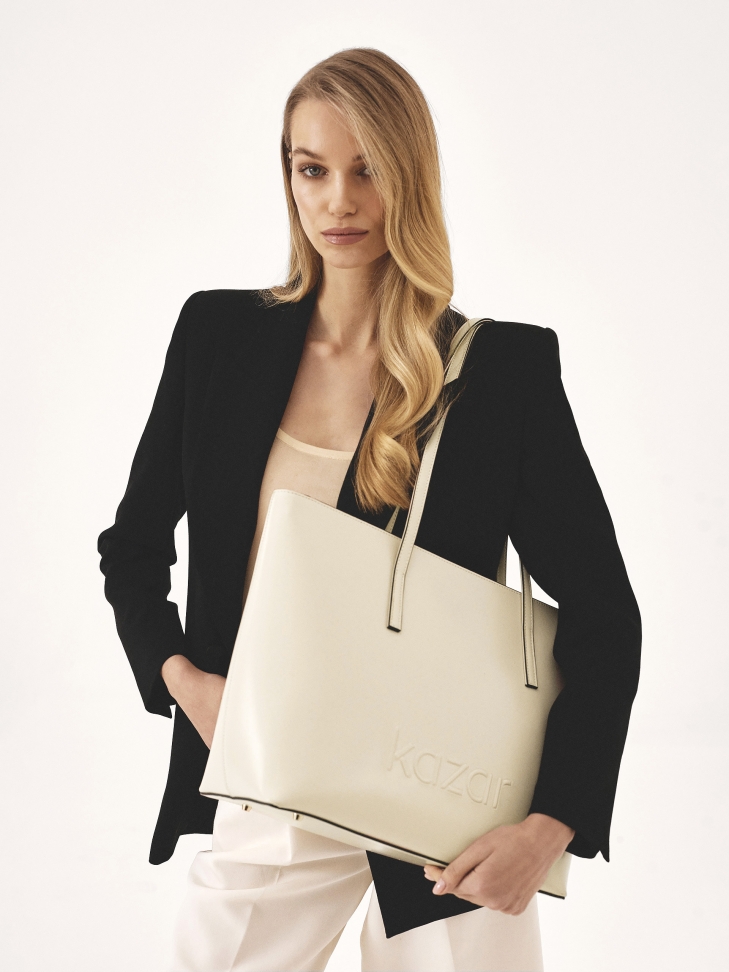 Beżowa duża torebka na ramię