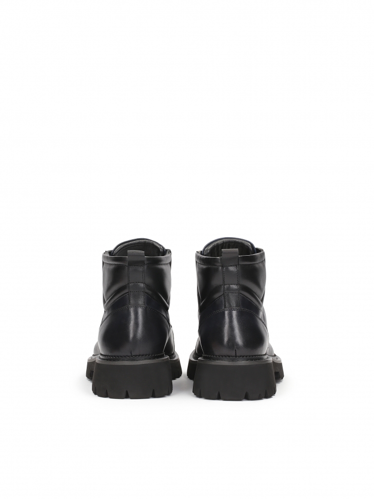 Granatowo-czarne trzewiki męskie na podeszwie z bieżnikiem