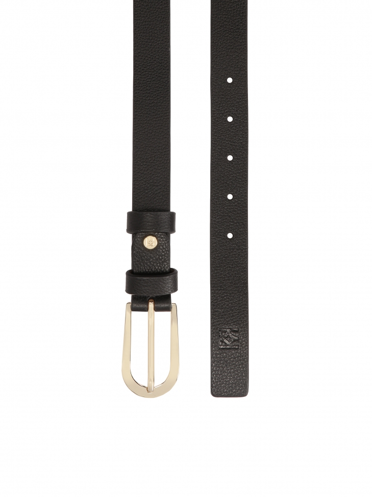 Elegancki czarny pasek z gładkiej skóry