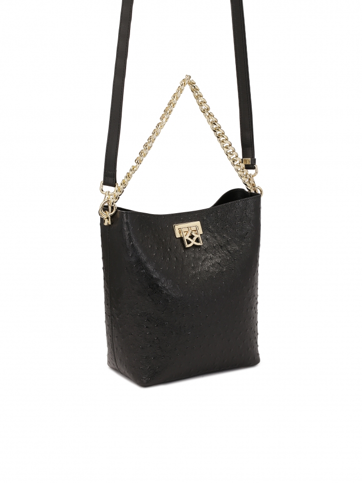 Torebka ze skóry tłoczonej we wzór strusia