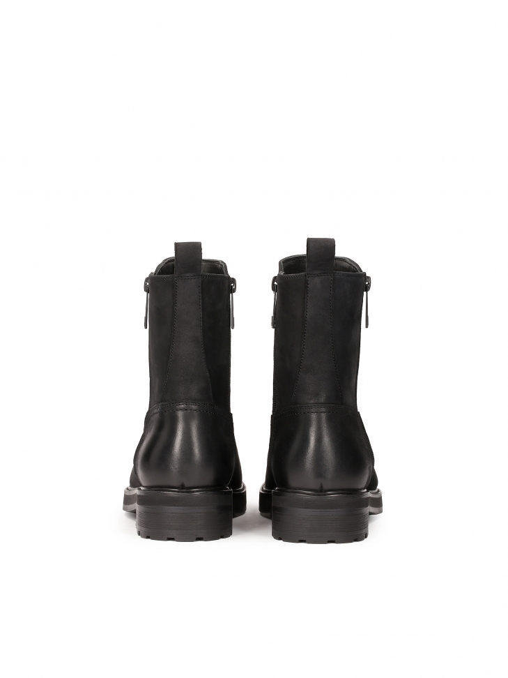 Czarne trzewiki męskie z łączonych materiałów