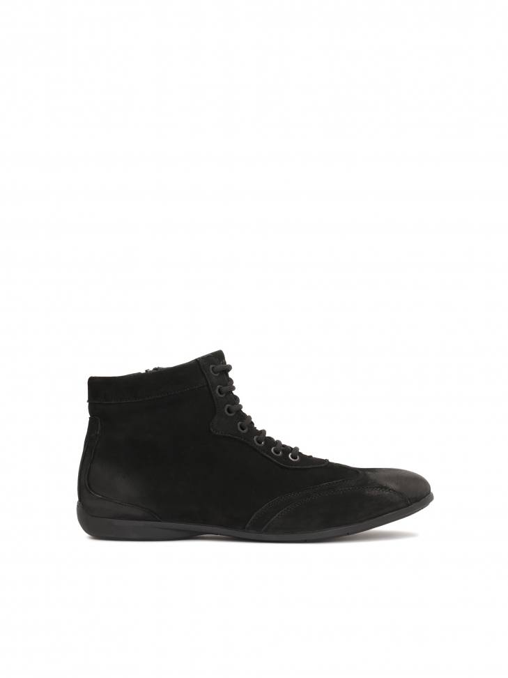 Minimalistyczne trzewiki męskie z czarnego nubuku