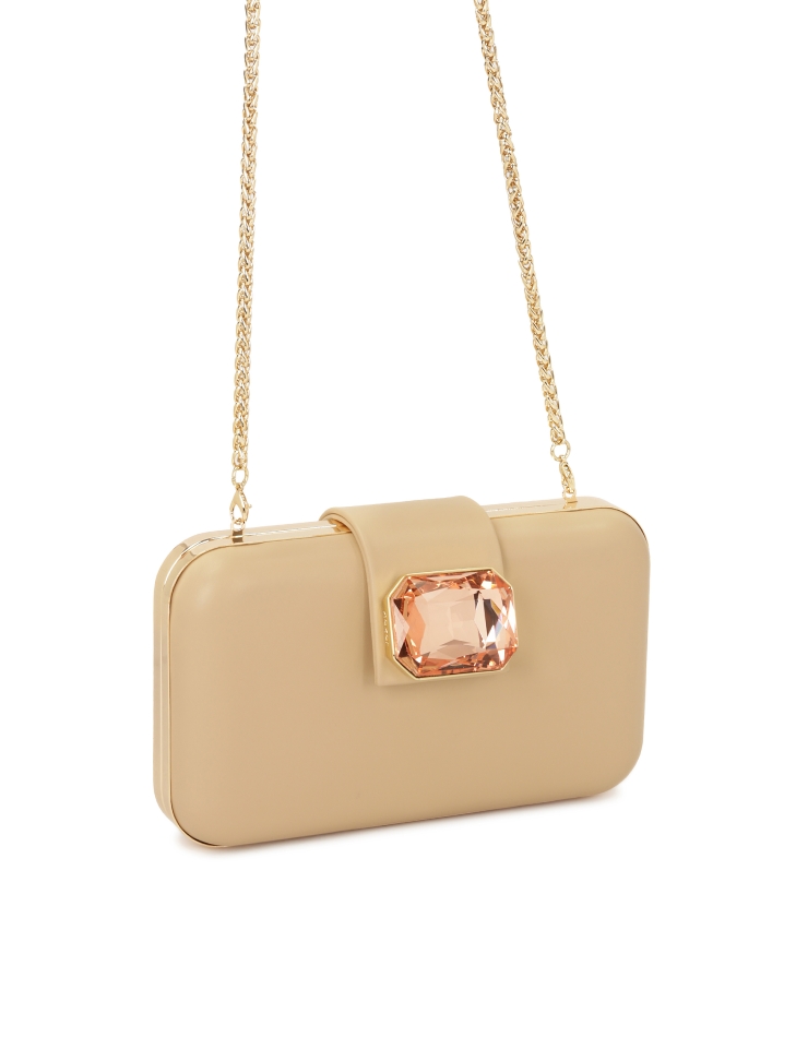 Skórzana kopertówka z dużym kamieniem