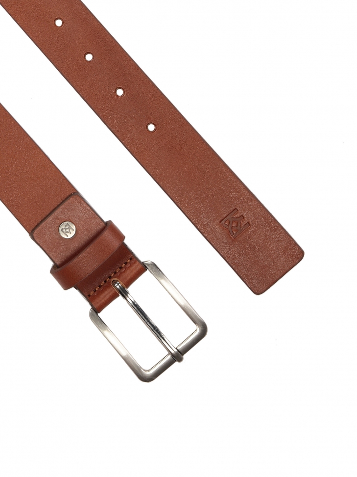Klasyczny brązowy pasek męski z licowej skóry