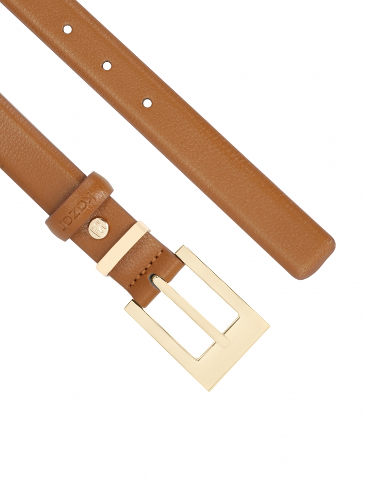Wąski brązowy pasek z naturalnej skóry