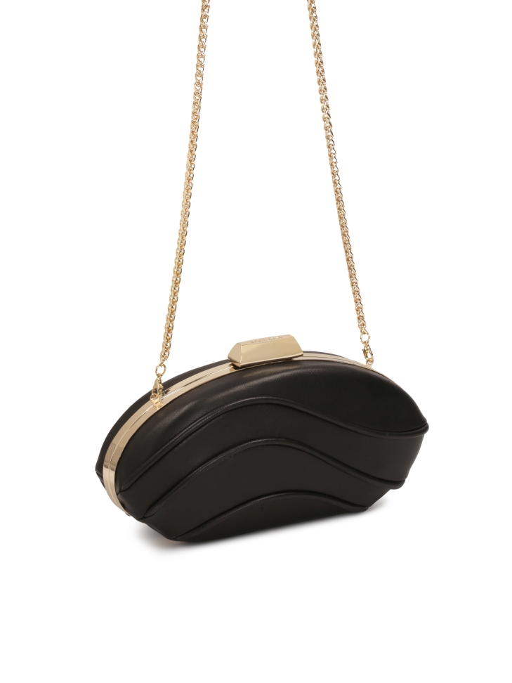 Szykowna czarna kopertówka w kształcie elipsy