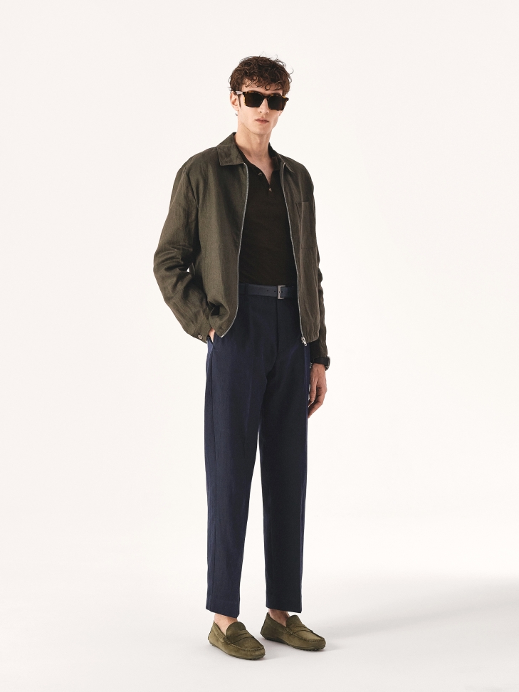 Wsuwane męskie mokasyny w kolorze khaki