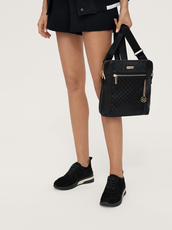 Czarne sneakersy damskie z zamszu