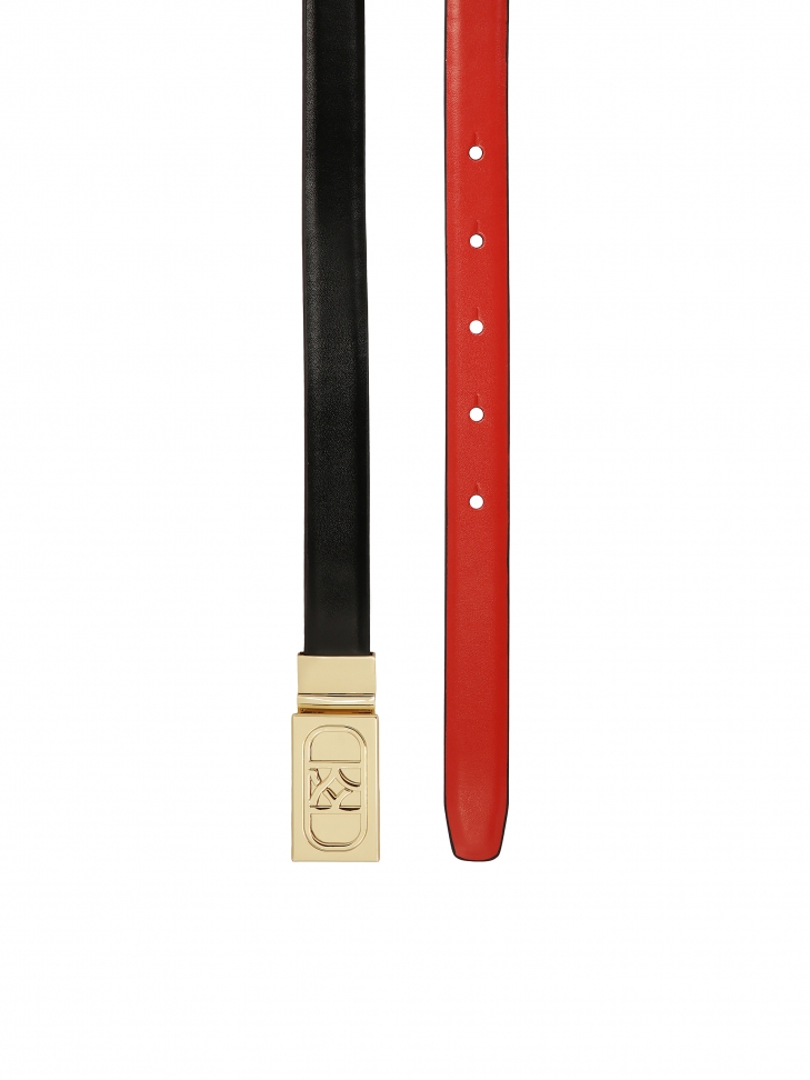 Czerwono-czarny pasek dwustronny z obracaną klamrą