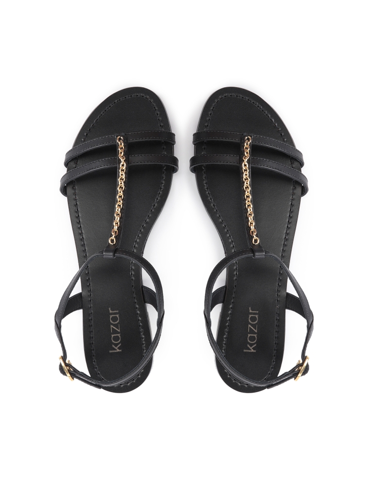 Czarne sandały damskie na płaskiej podeszwie