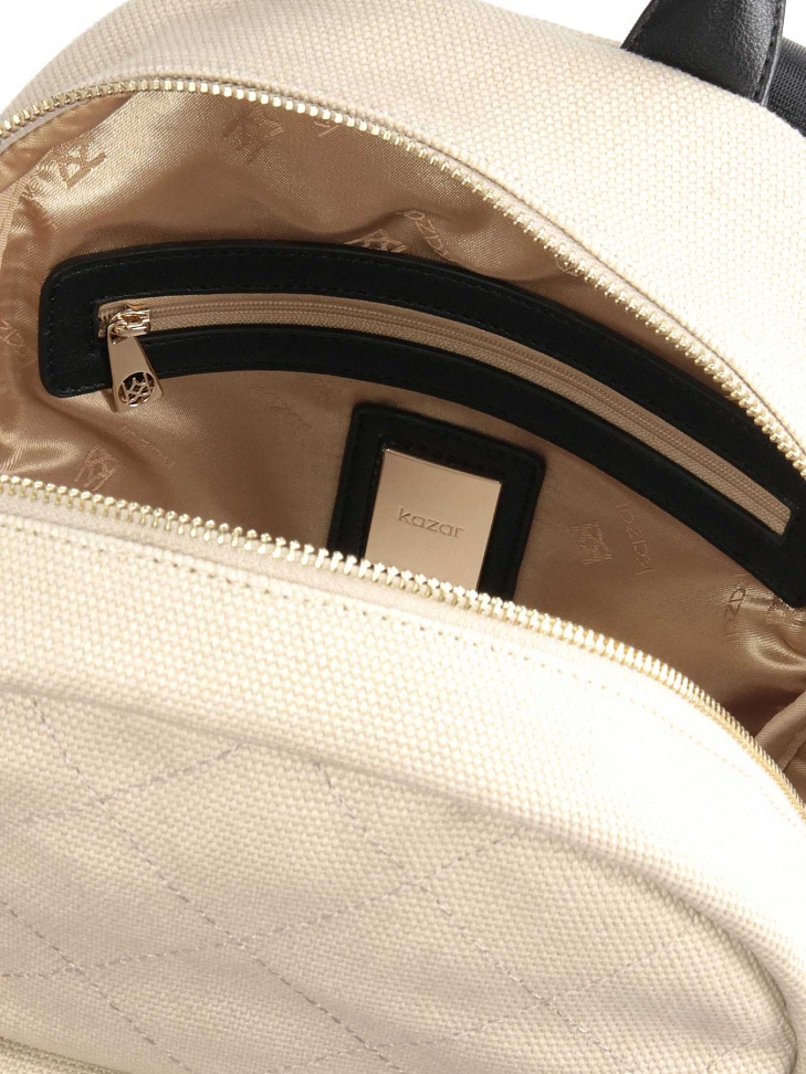 Beżowo-czarny plecak damski