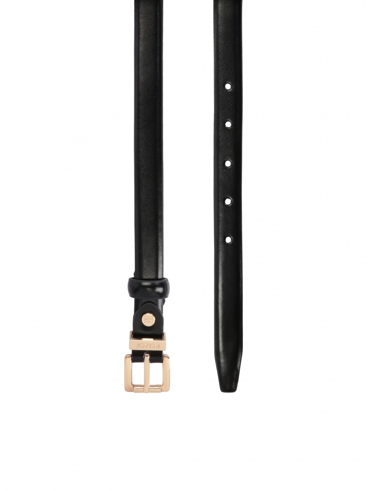 Wąski skórzany pasek damski z kwadratową klamrą