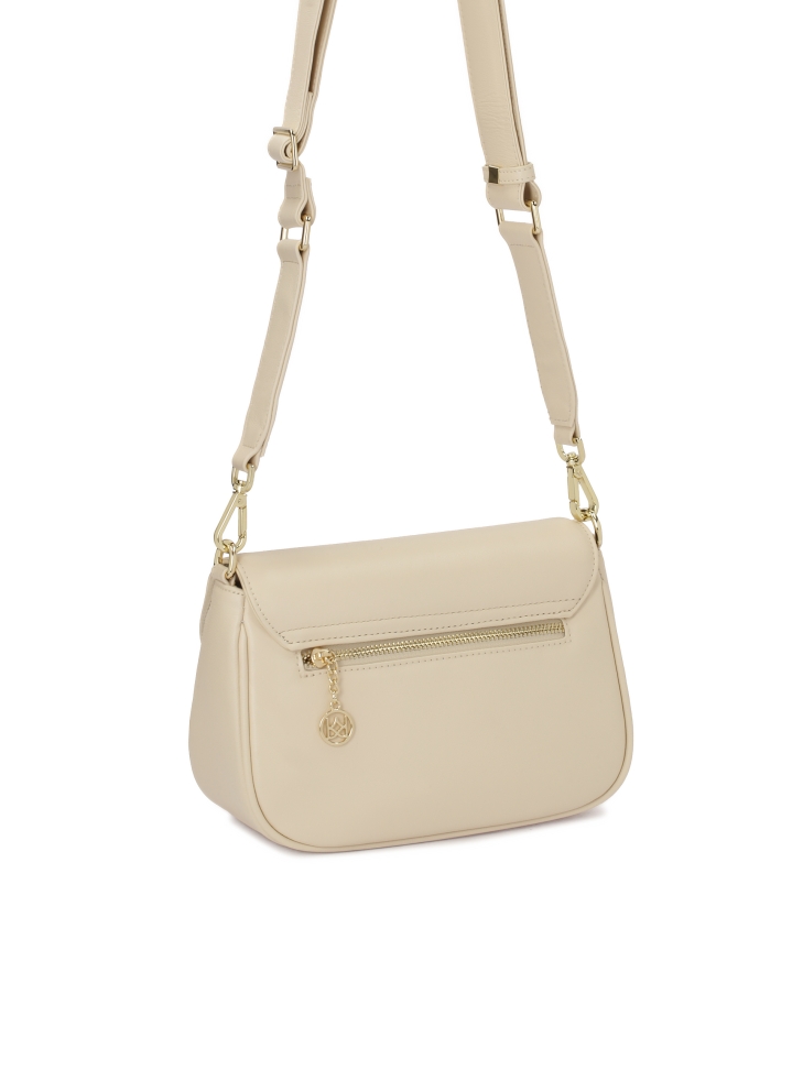 Kremowa torebka z kieszenią w klapie