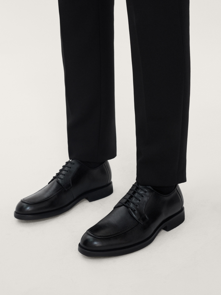 Czarne skórzane półbuty męskie