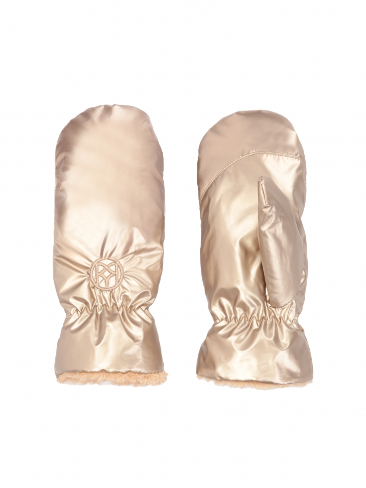 Połyskujące ote rękawiczki z wyszywanym monogramem KAZAR