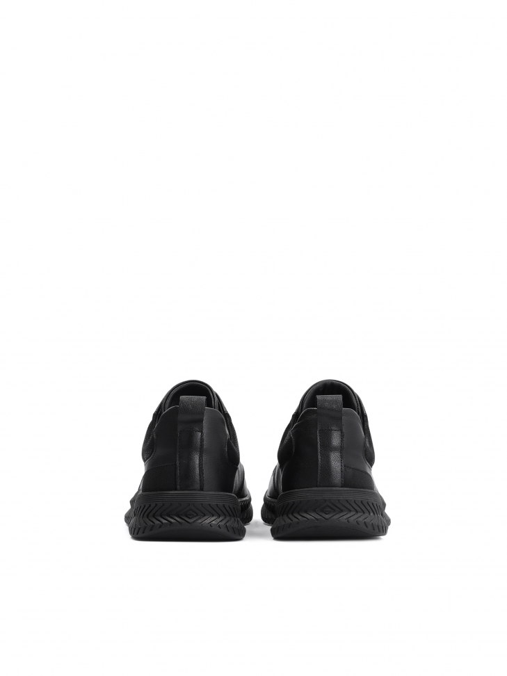 Czarne sneakersy męskie ze skóry i nubuku