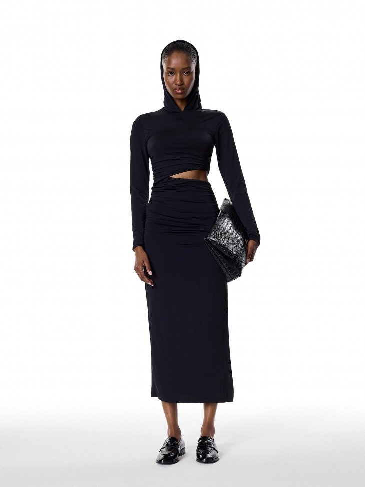 Czarne wsuwane półbuty ze skóry