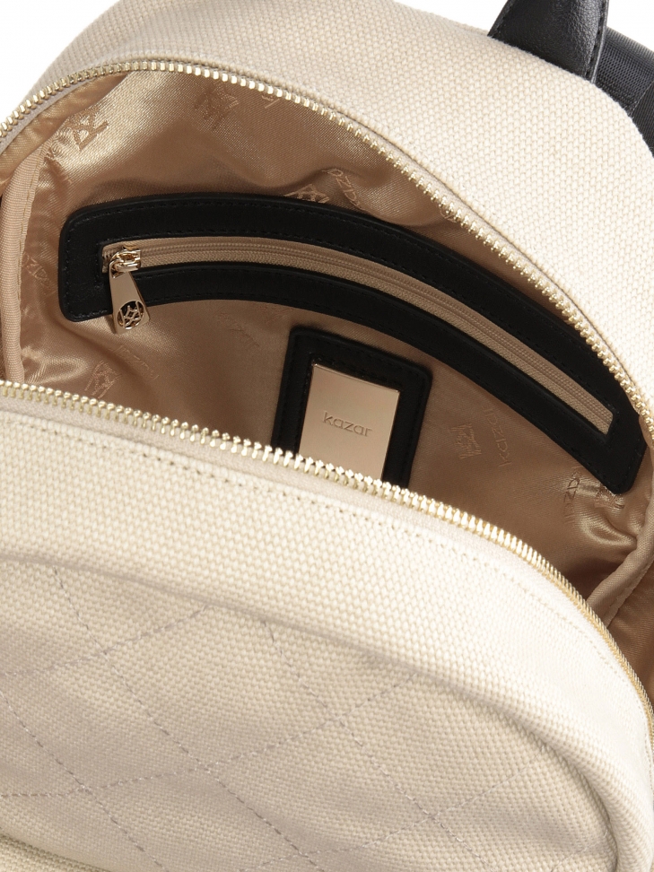 Beżowo-czarny plecak damski