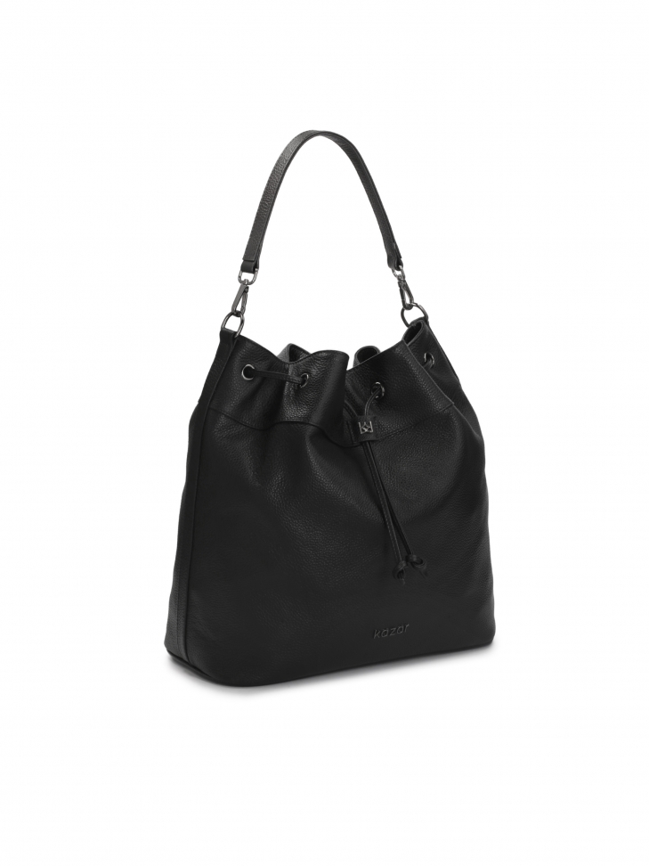 Skórzana torebka worek z dwoma paskami