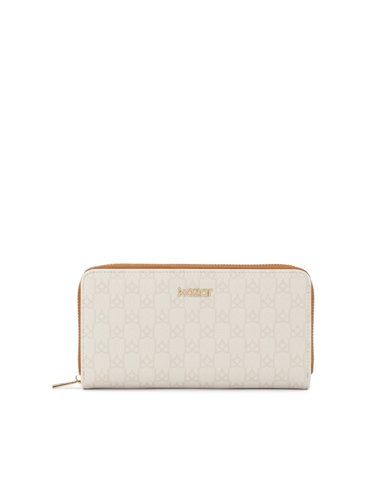 Wzorzysty jasny portfel skórzany