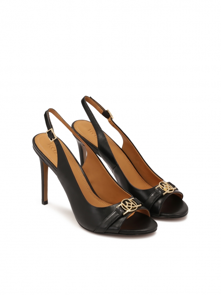 Czarne sandały z monogramem KAZAR