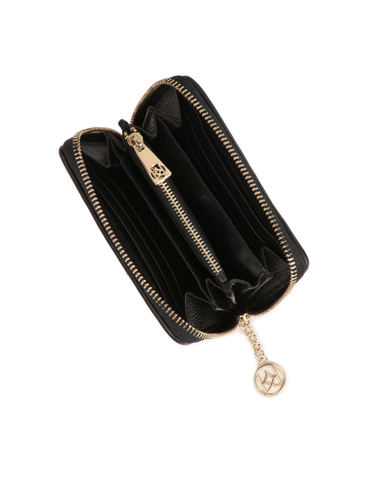 Mały skórzany portfel zapinany suwakiem