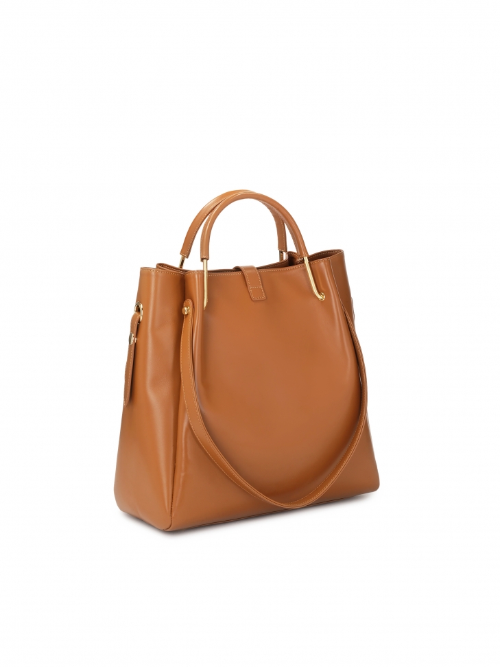 Duża skórzana torebka z podwójnymi uchwytami