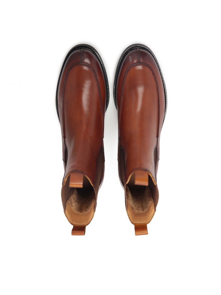 Skórzane sztyblety męskie ze zdobionym przodem