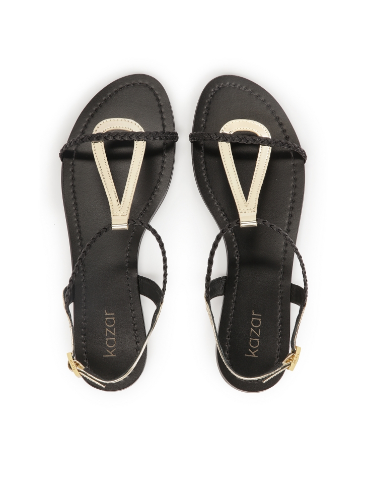 Czarno-ote sandały damskie