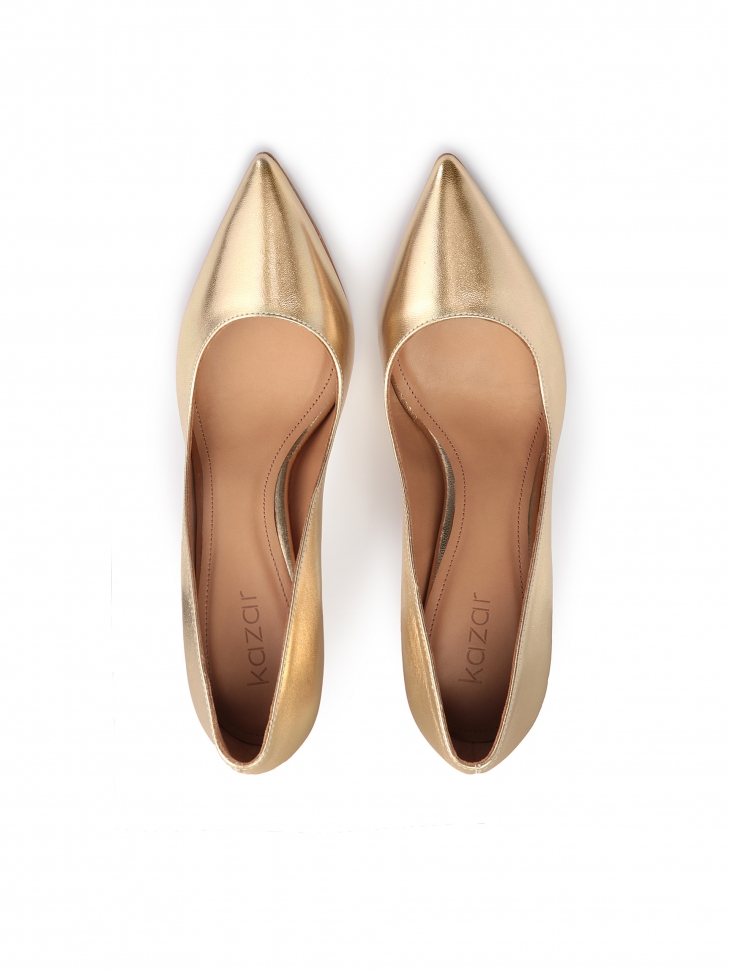 Luksusowe ote czółenka damskie ze skóry