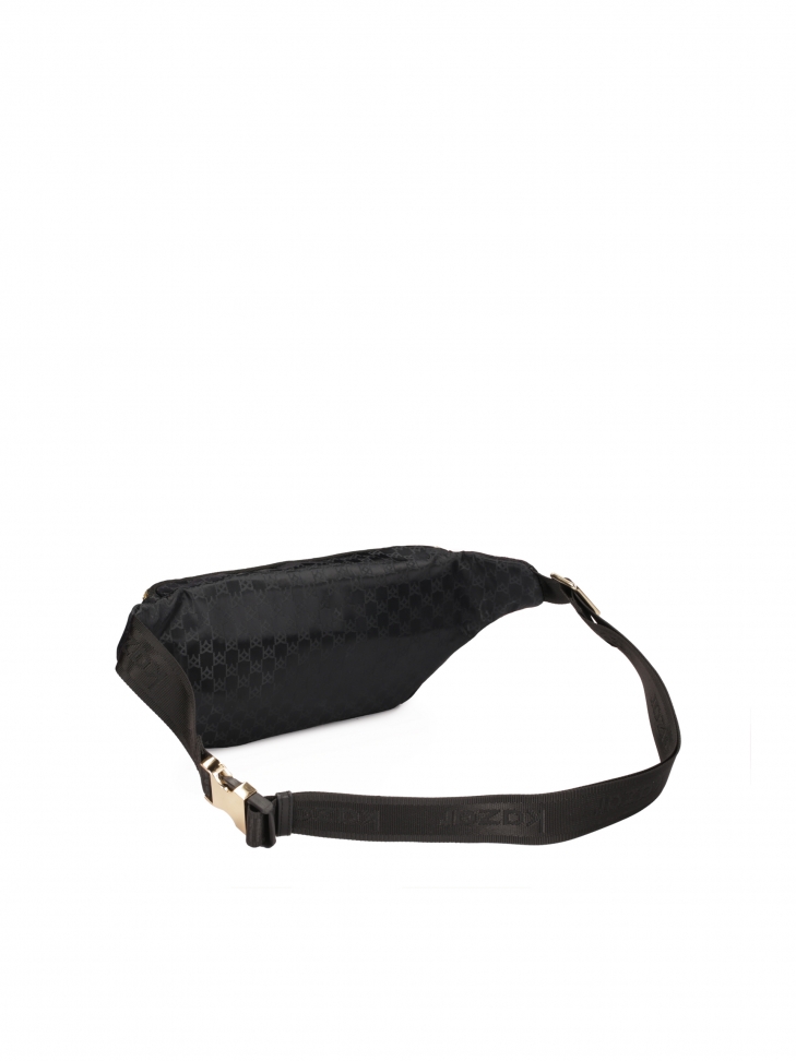 Tekstylna czarna nerka ze otymi elementami