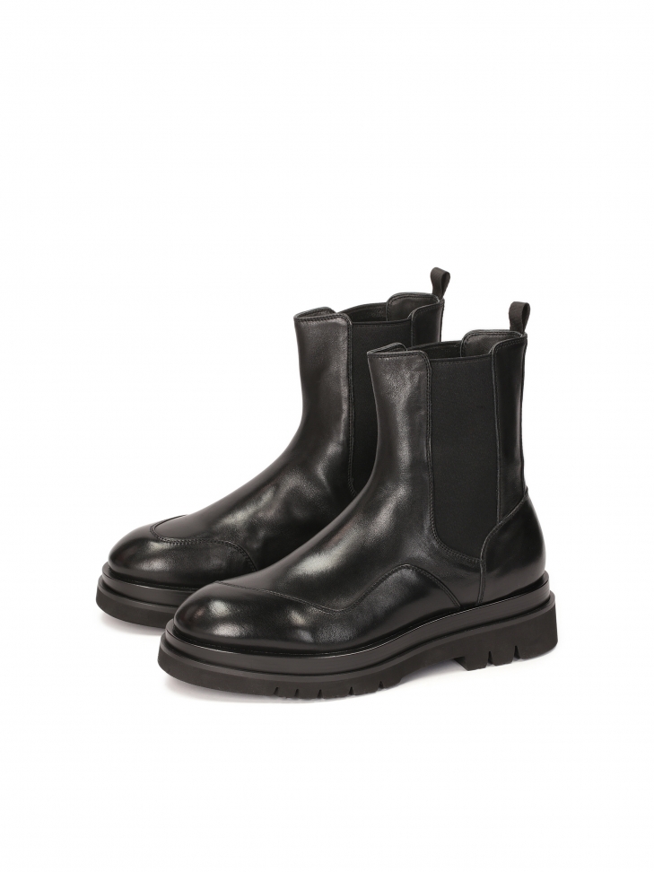 Męskie botki ze skóry z gumowymi wstawkami