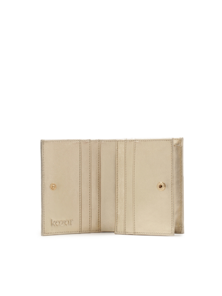 Złoty portfel z klapą na zatrzask