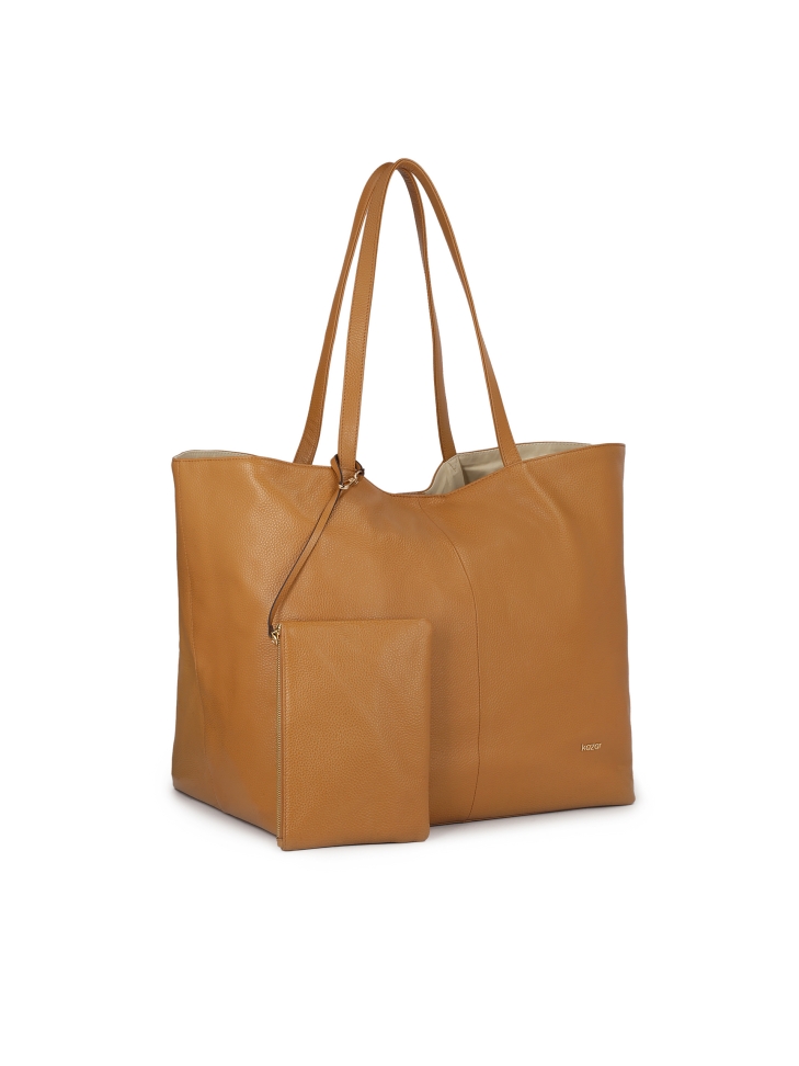 Jasnobrązowa torebka XXL z saszetką