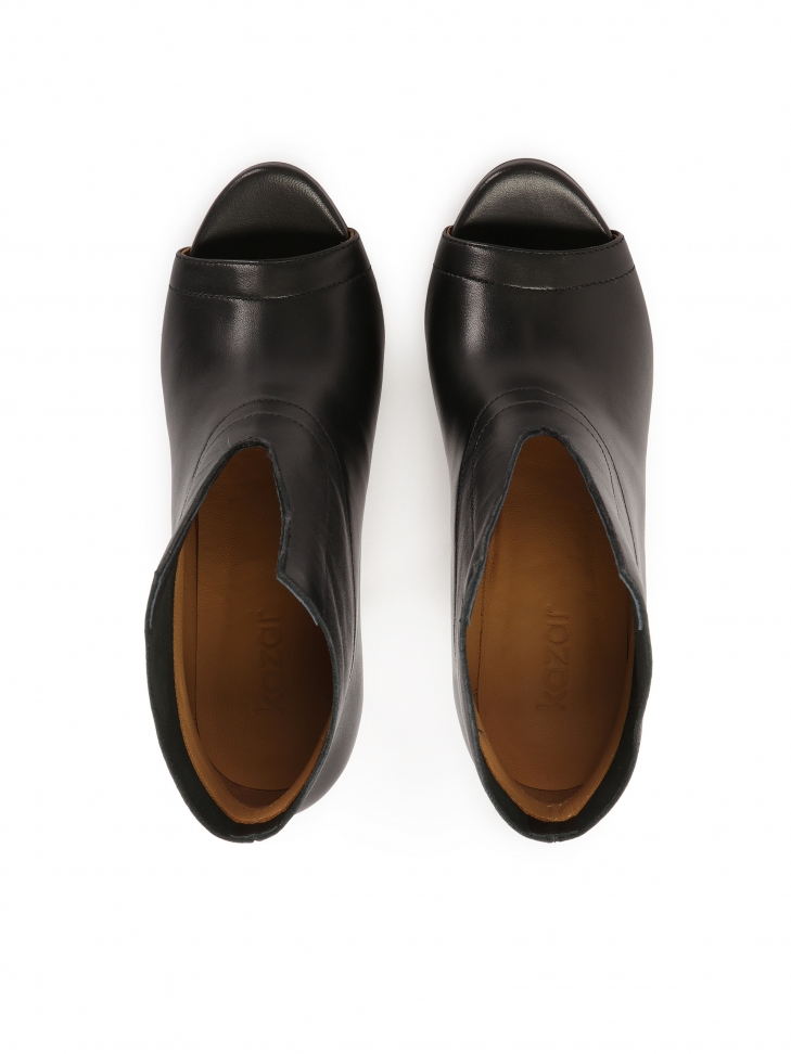 Czarne botki peep toe na obcasie