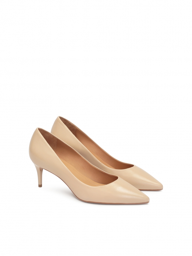 Skórzane czółenka na niskim obcasie