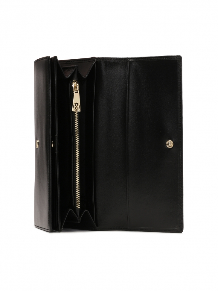 Czarny podłużny portfel ze skóry