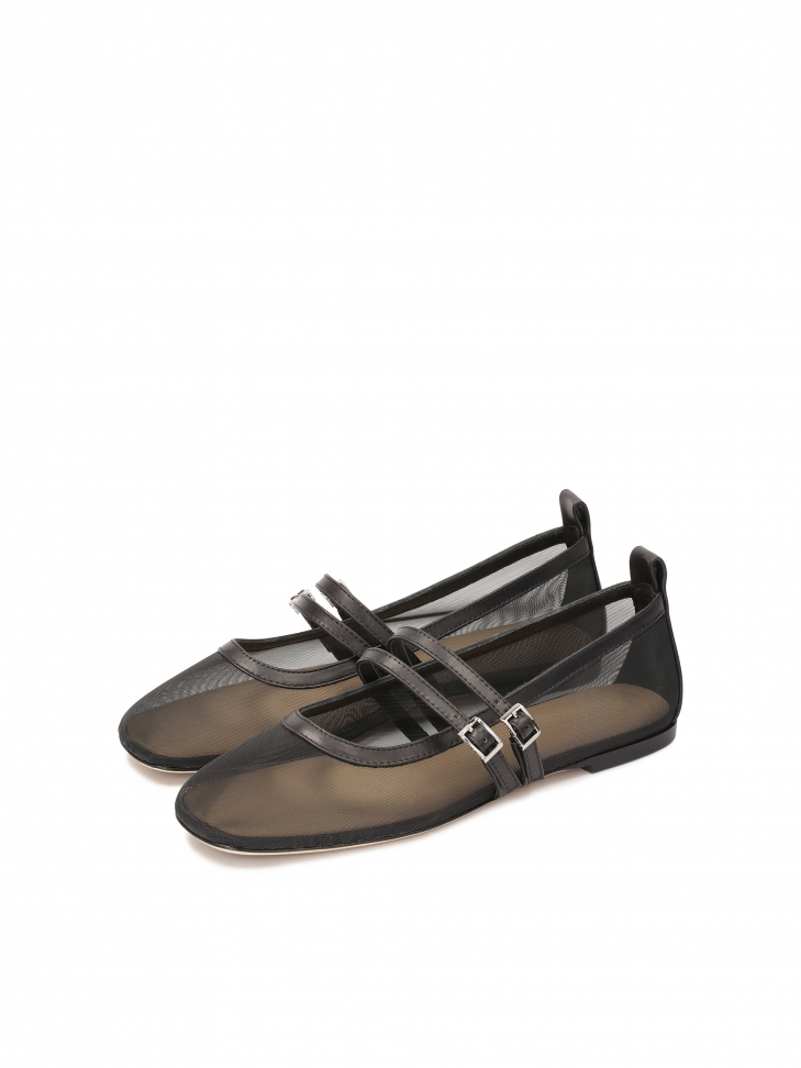 Siateczkowe baleriny z dwoma paskami