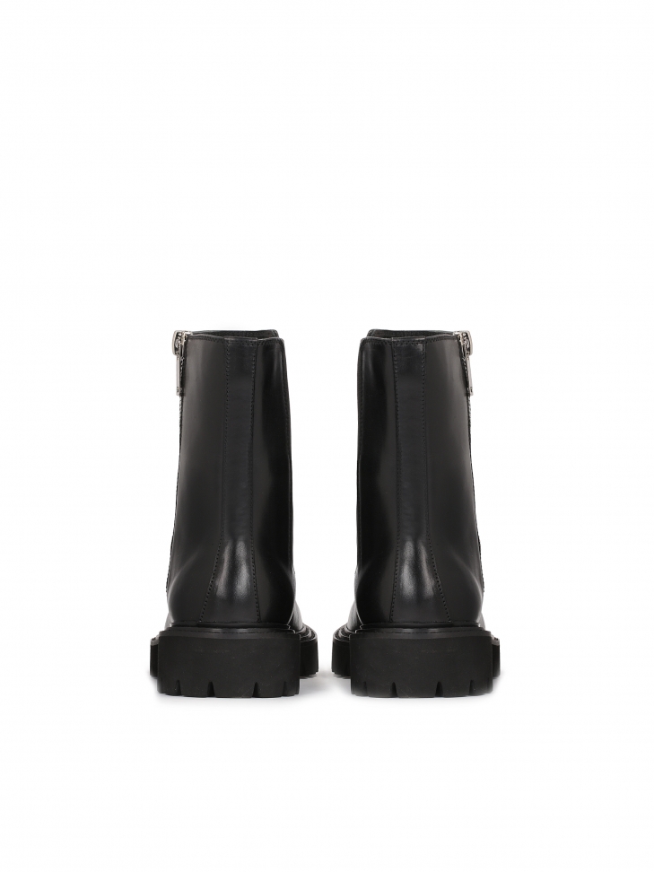 Skórzane trzewiki męskie na grubej podeszwie z bieżnikiem