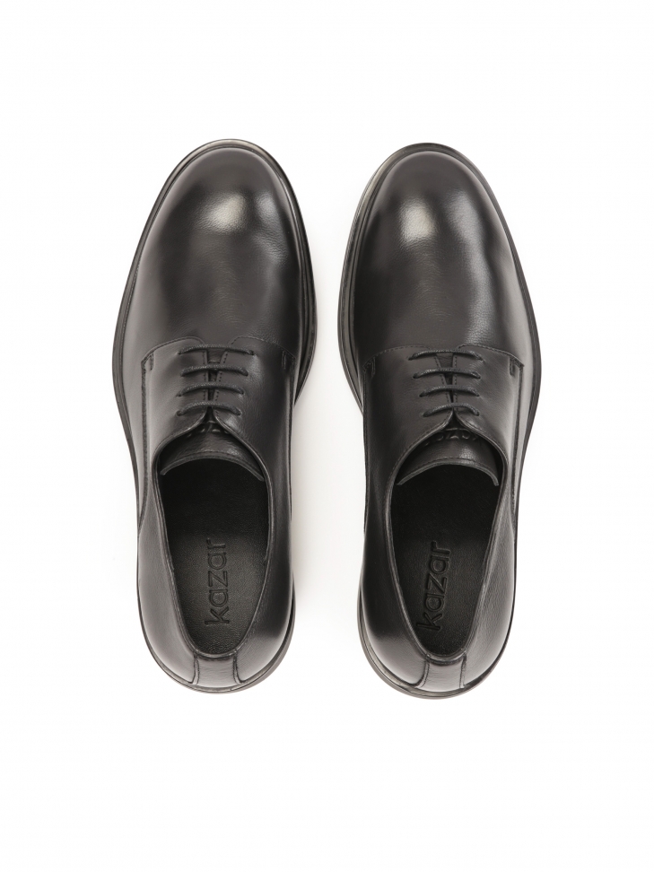 Uniwersalne czarne półbuty męskie z naturalnej skóry