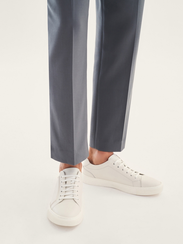 Minimalistyczne skórzane sneakersy męskie off-white