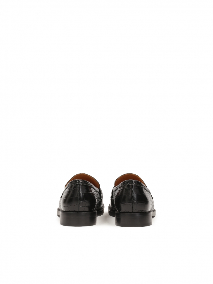Czarne klasyczne loafersy z tłoczonej skóry
