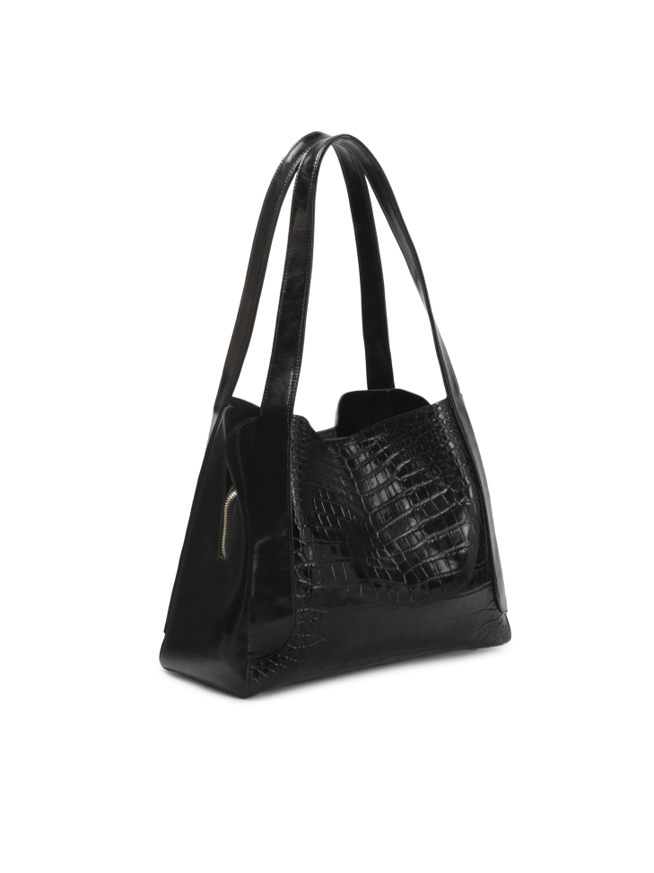Czarna torebka z tłoczonej skóry