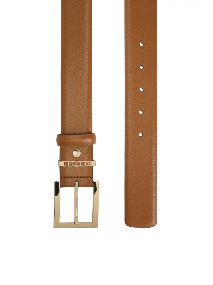 Brązowy szeroki pasek z gładkiej skóry
